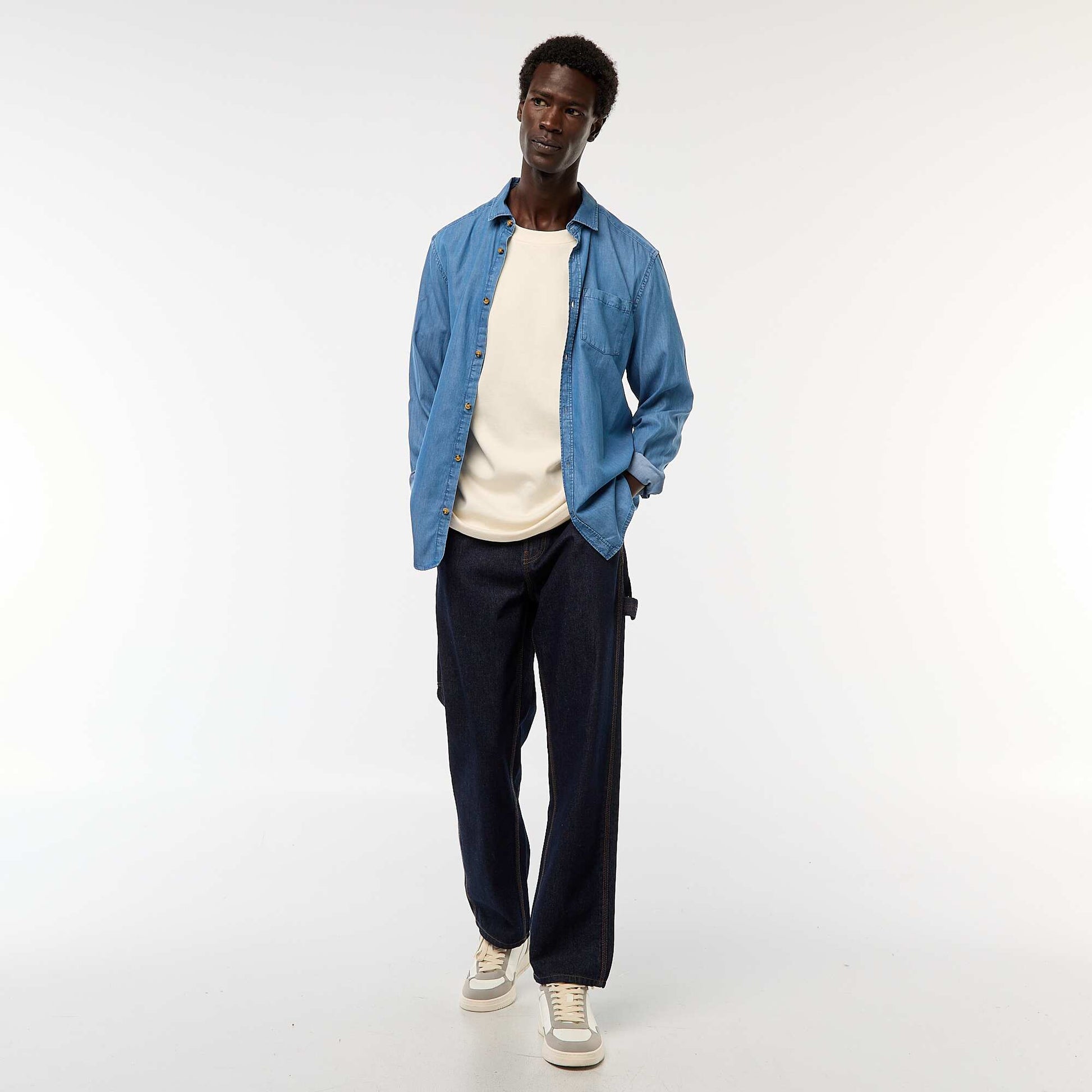 Chemise en jean uni BLEU