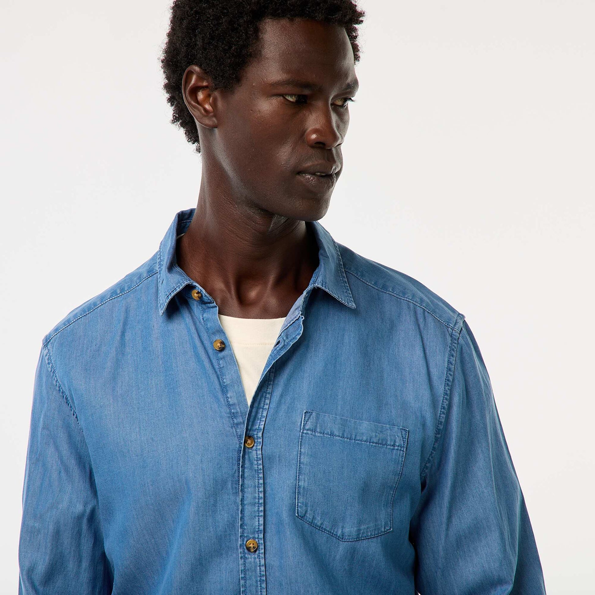 Chemise en jean uni BLEU