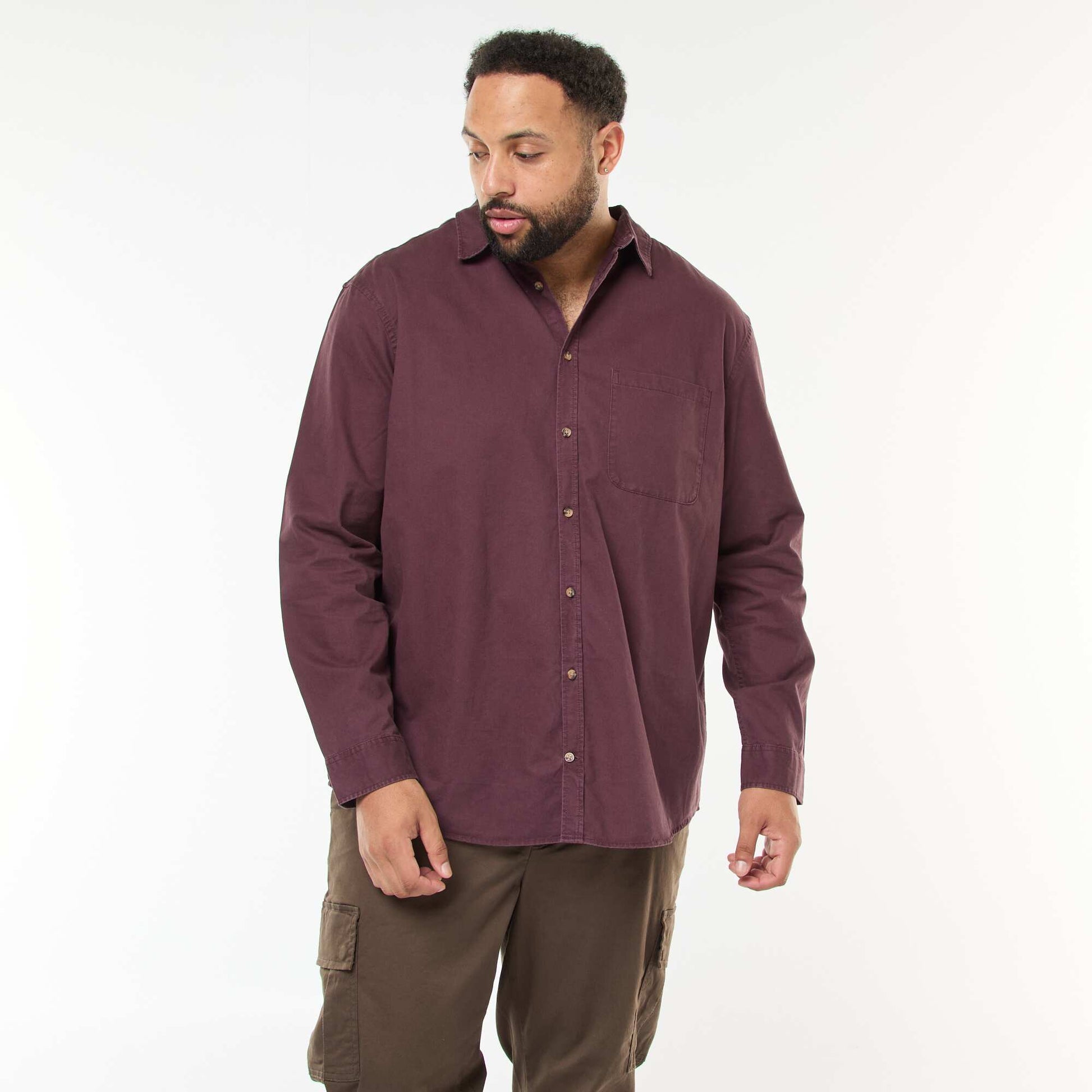 Surchemise uni avec poche poitrine VIOLET