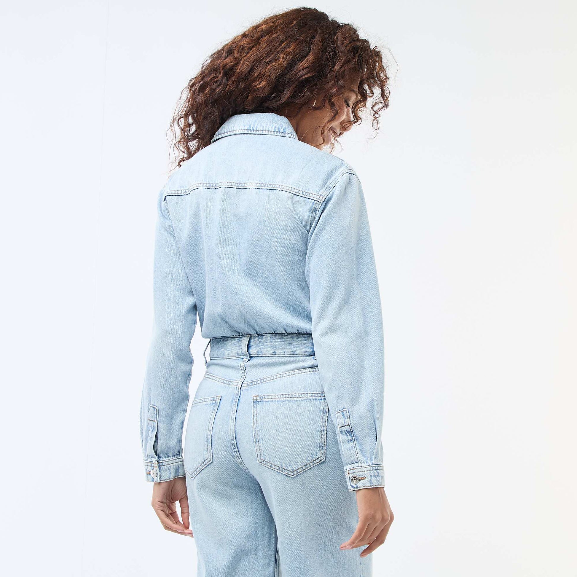 Combinaison en jean manches longues BLEU