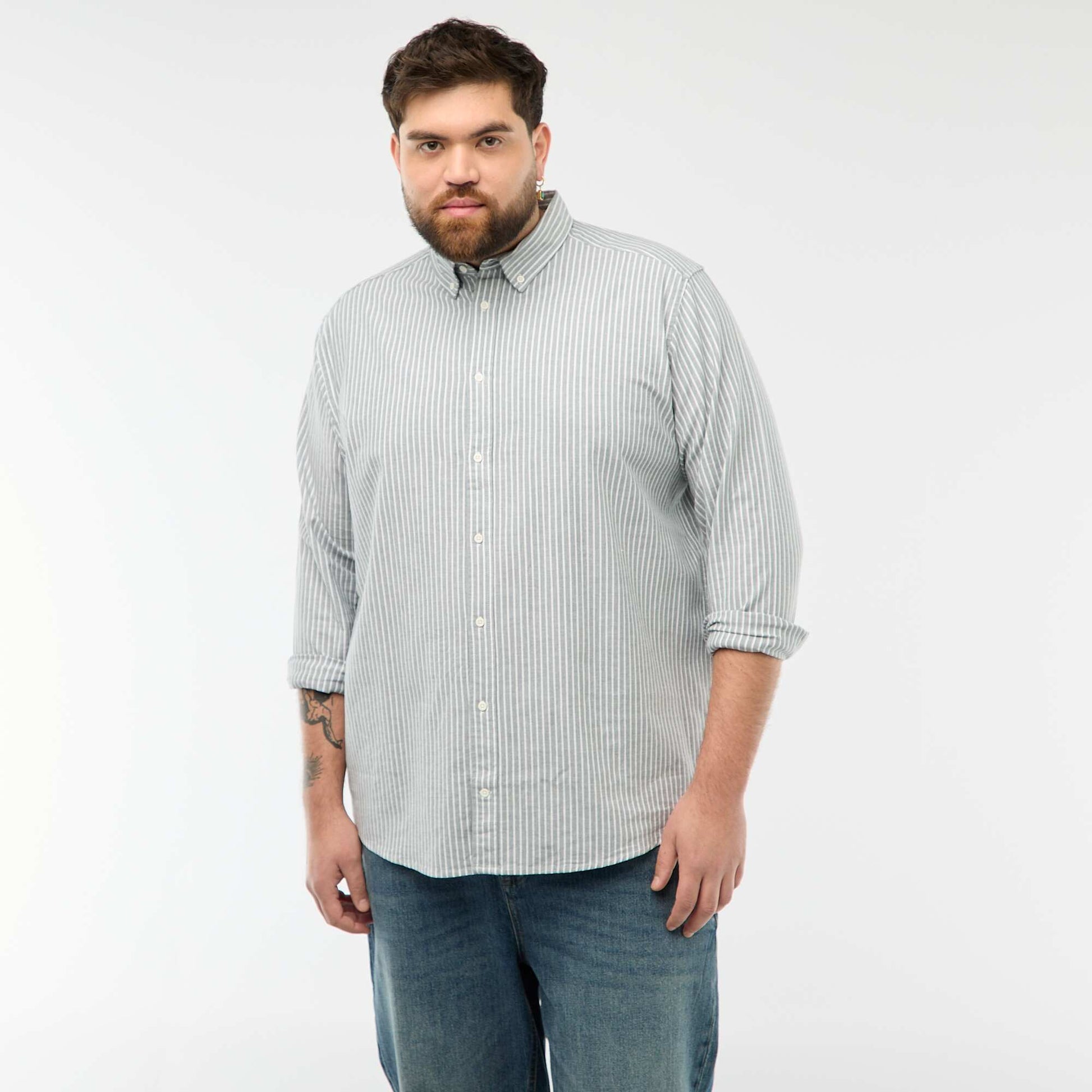 Chemise oxford à motif rayé VERT