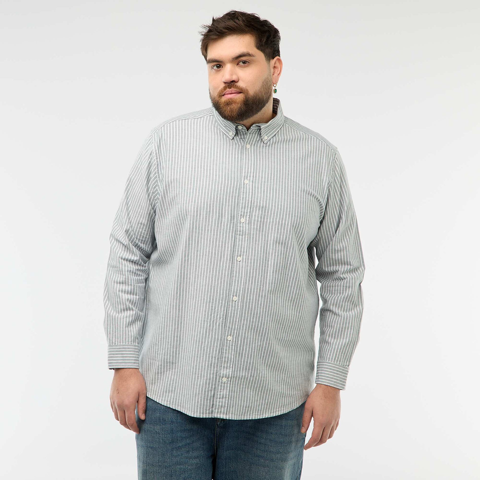 Chemise oxford à motif rayé VERT