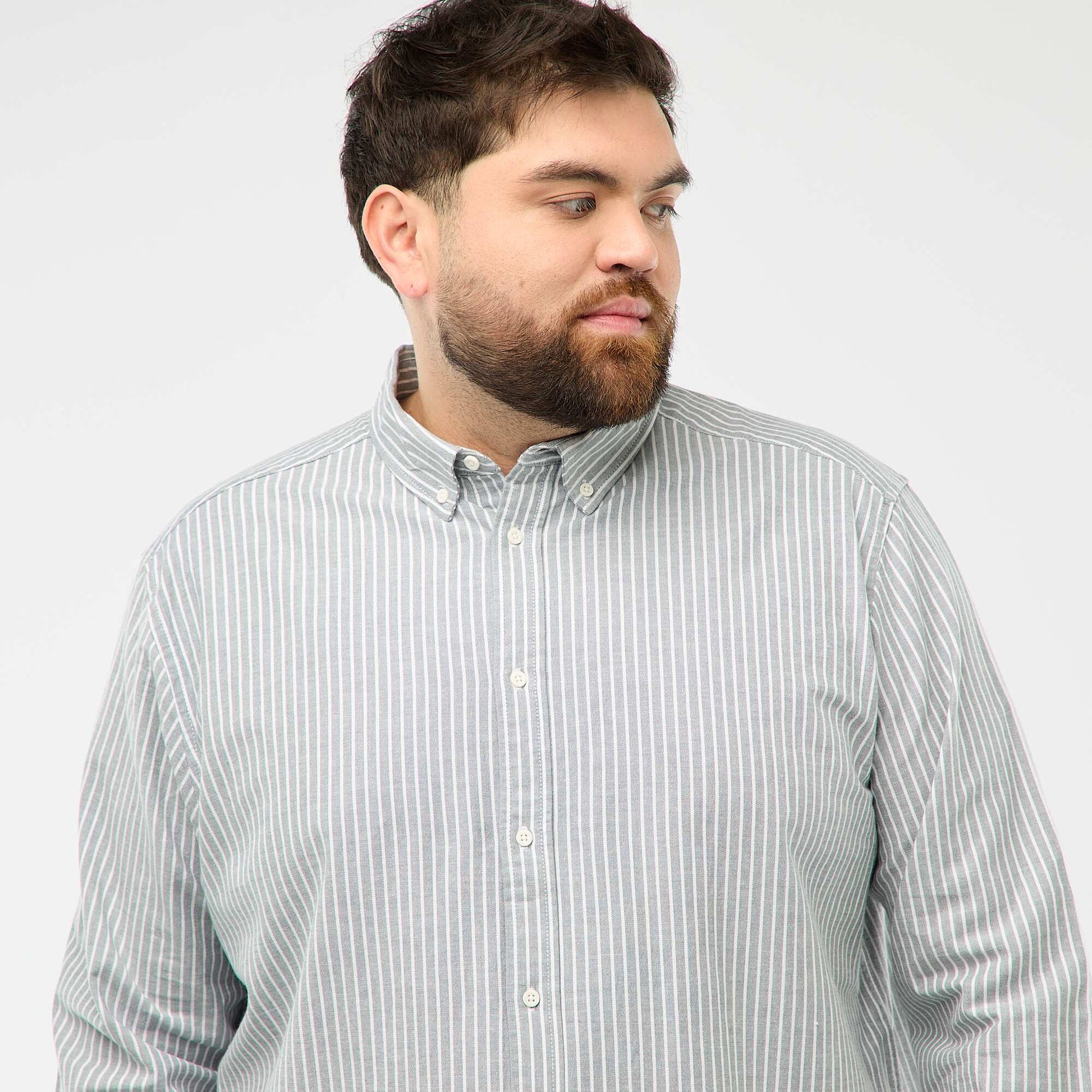 Chemise oxford à motif rayé VERT