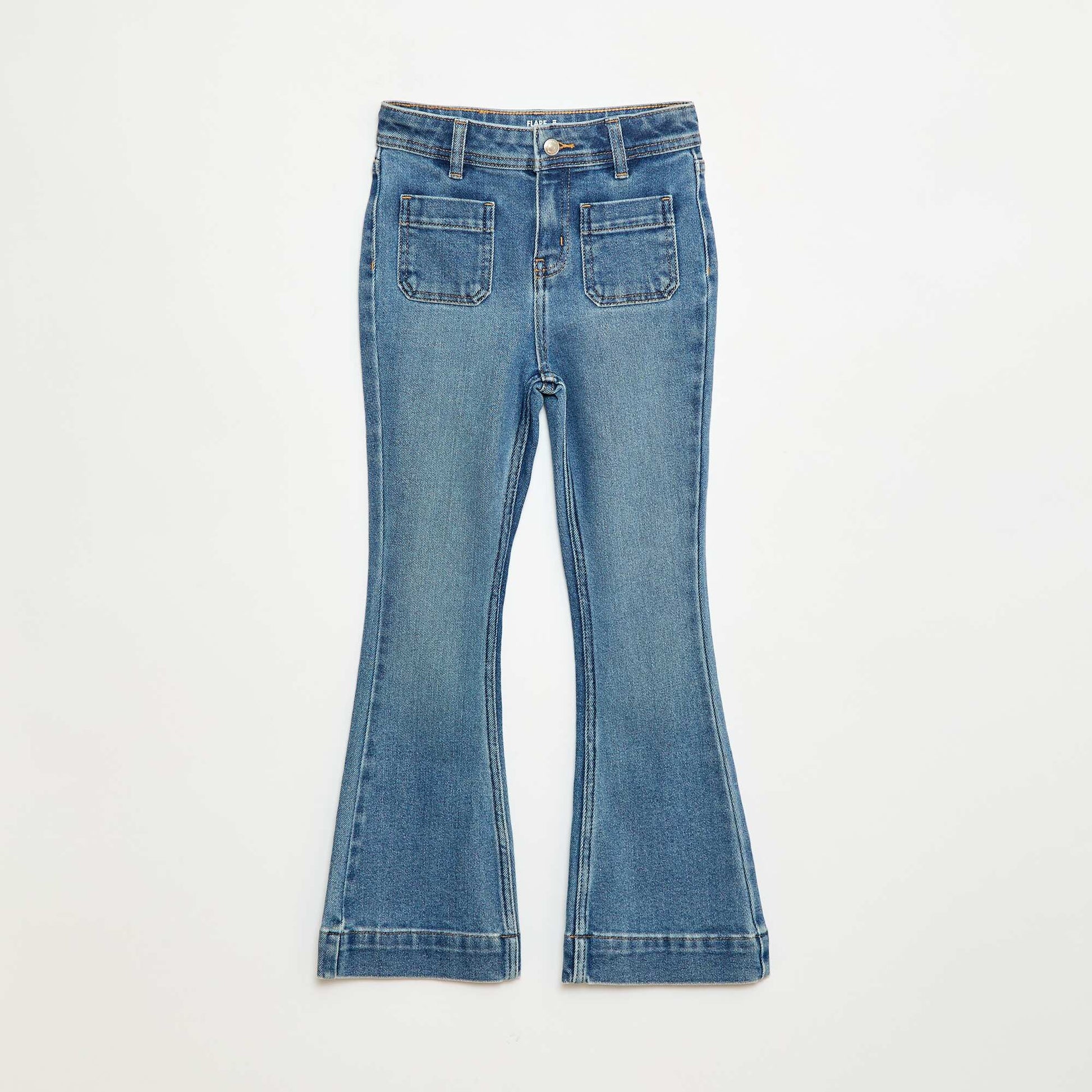 Jean coupe flare/bootcut avec poches plaquées BLEU