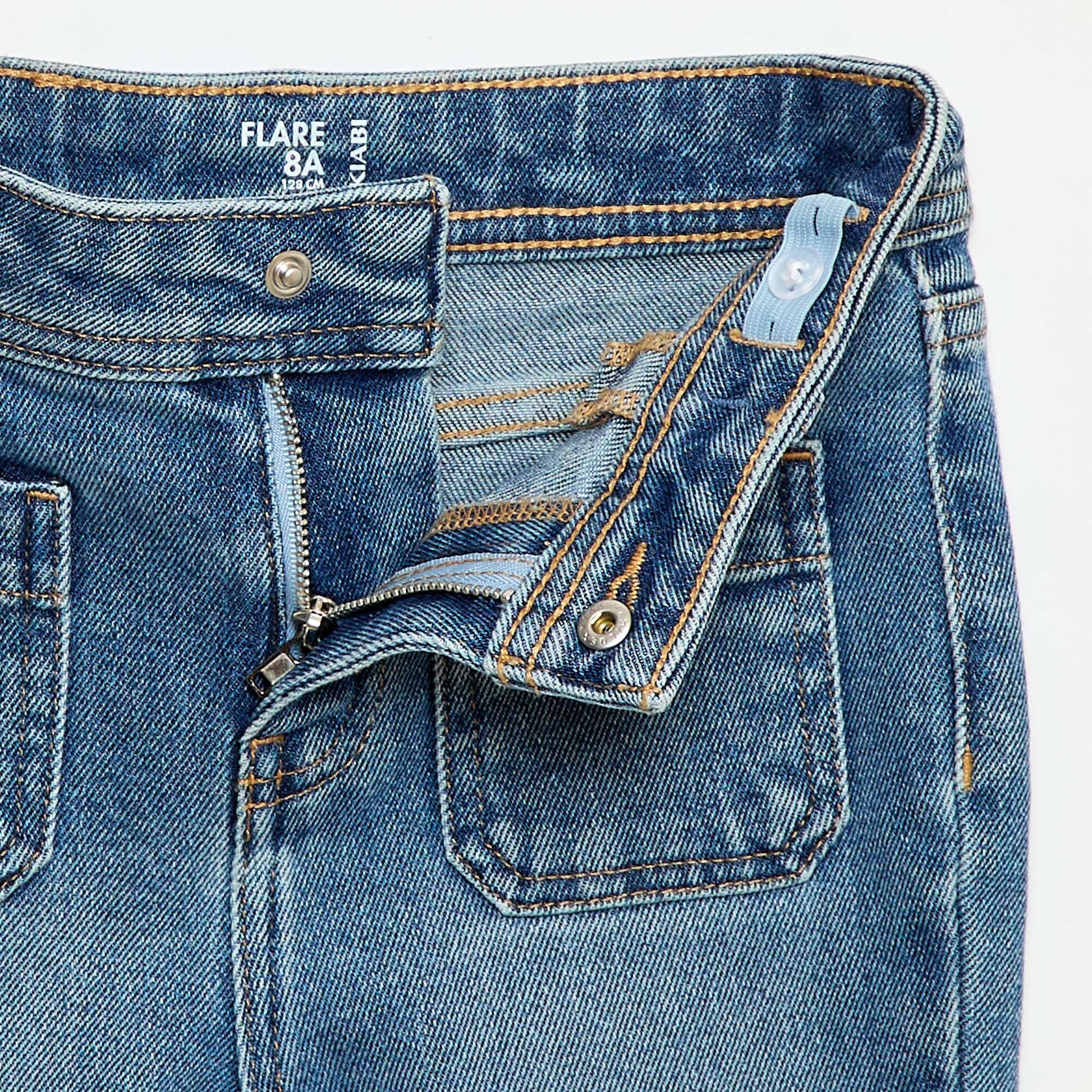 Jean coupe flare/bootcut avec poches plaquées BLEU