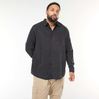 Chemise unie manches longues en matière douce NOIR