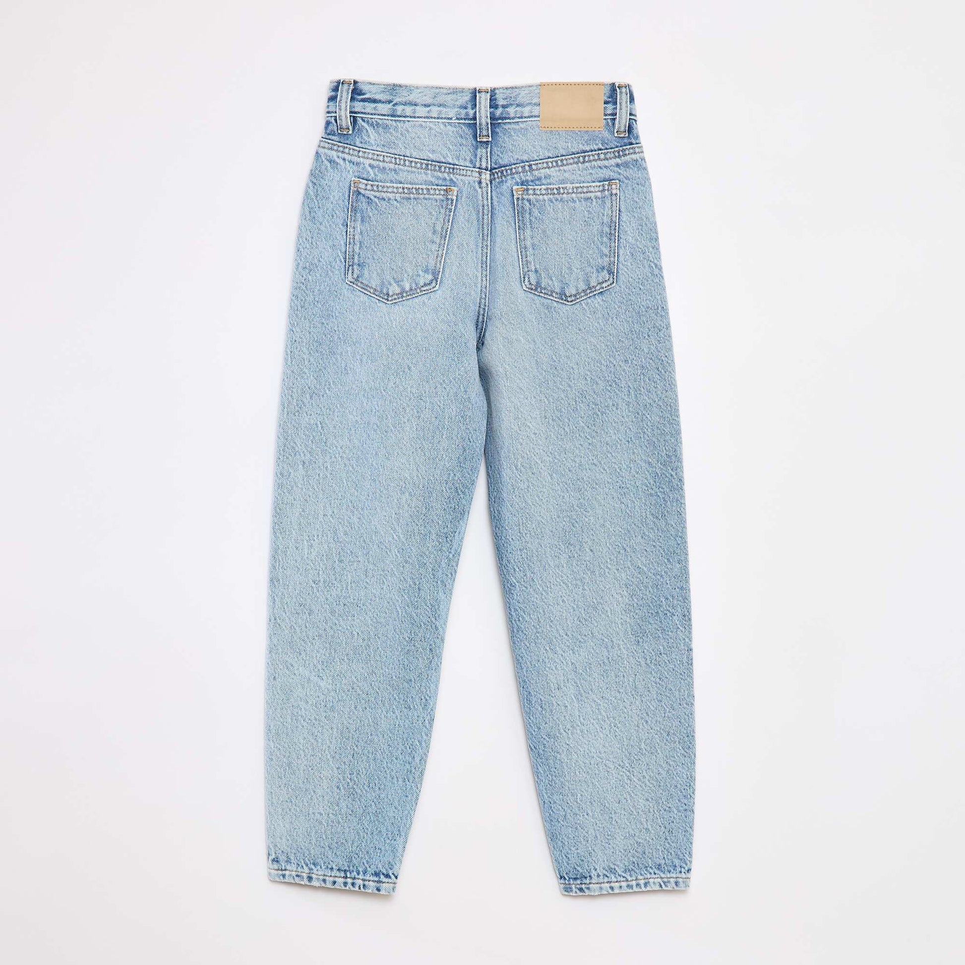 Pantalon denim mom avec abrasions BLEU
