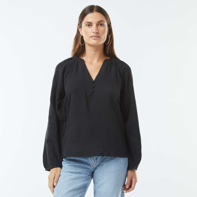 Blouse en gaze de coton NOIR