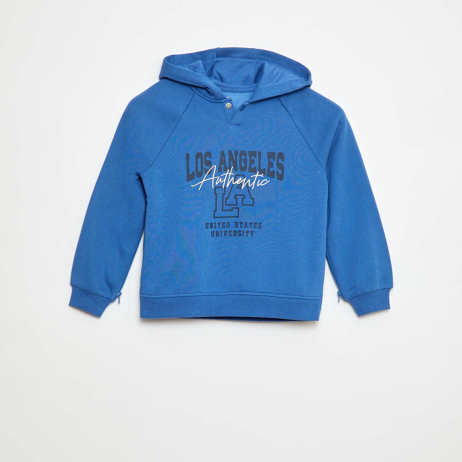 Sweat à capuche imprimé avec ouvertures zippées latérales - So Easy BLEU