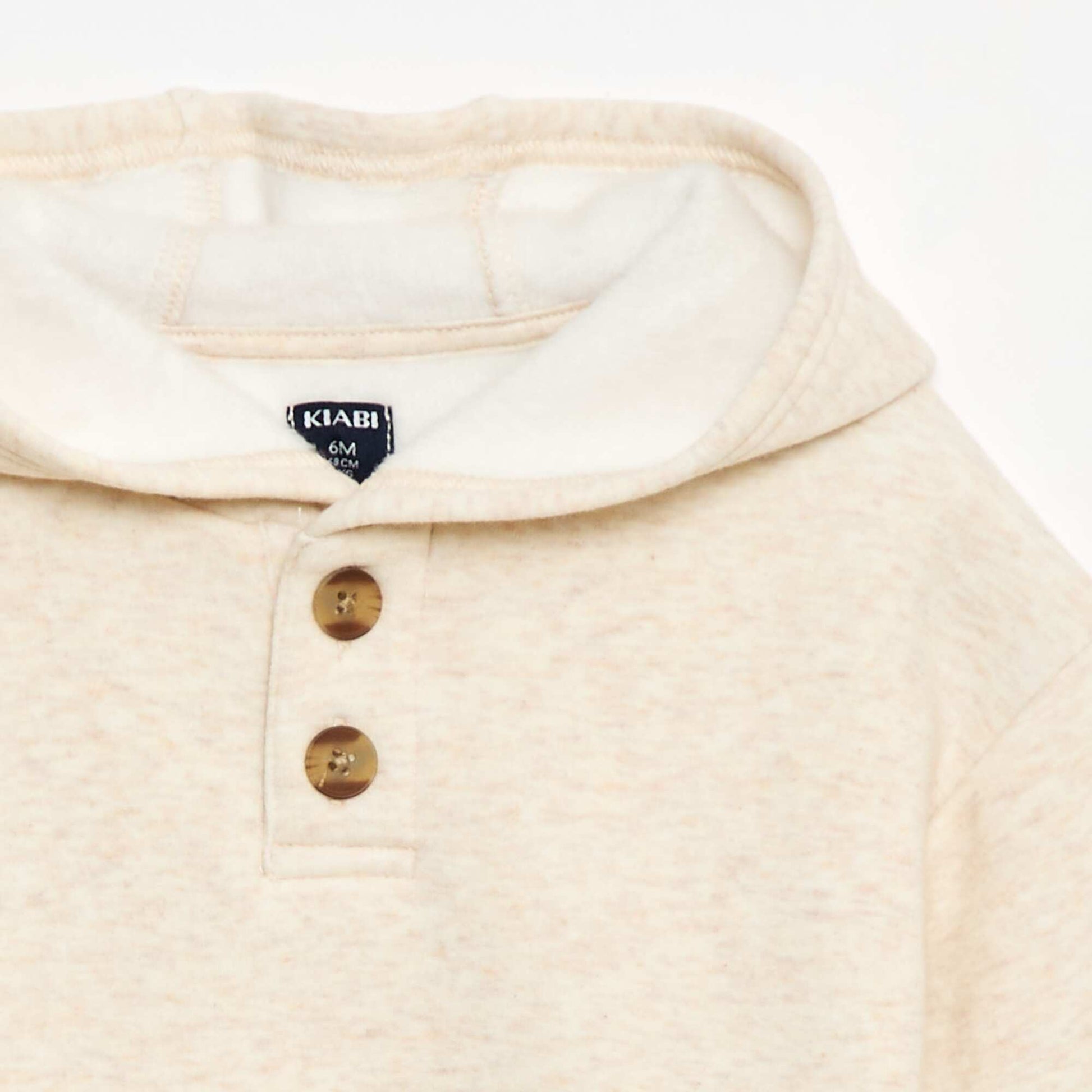 Sweat à capuche avec boutons et doublure chaude BEIGE