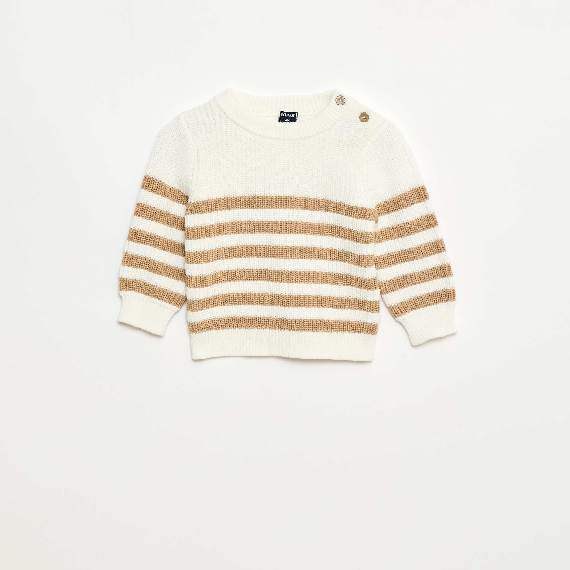 Pull à rayures en coton BEIGE