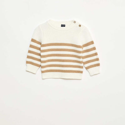 Pull à rayures en coton BEIGE