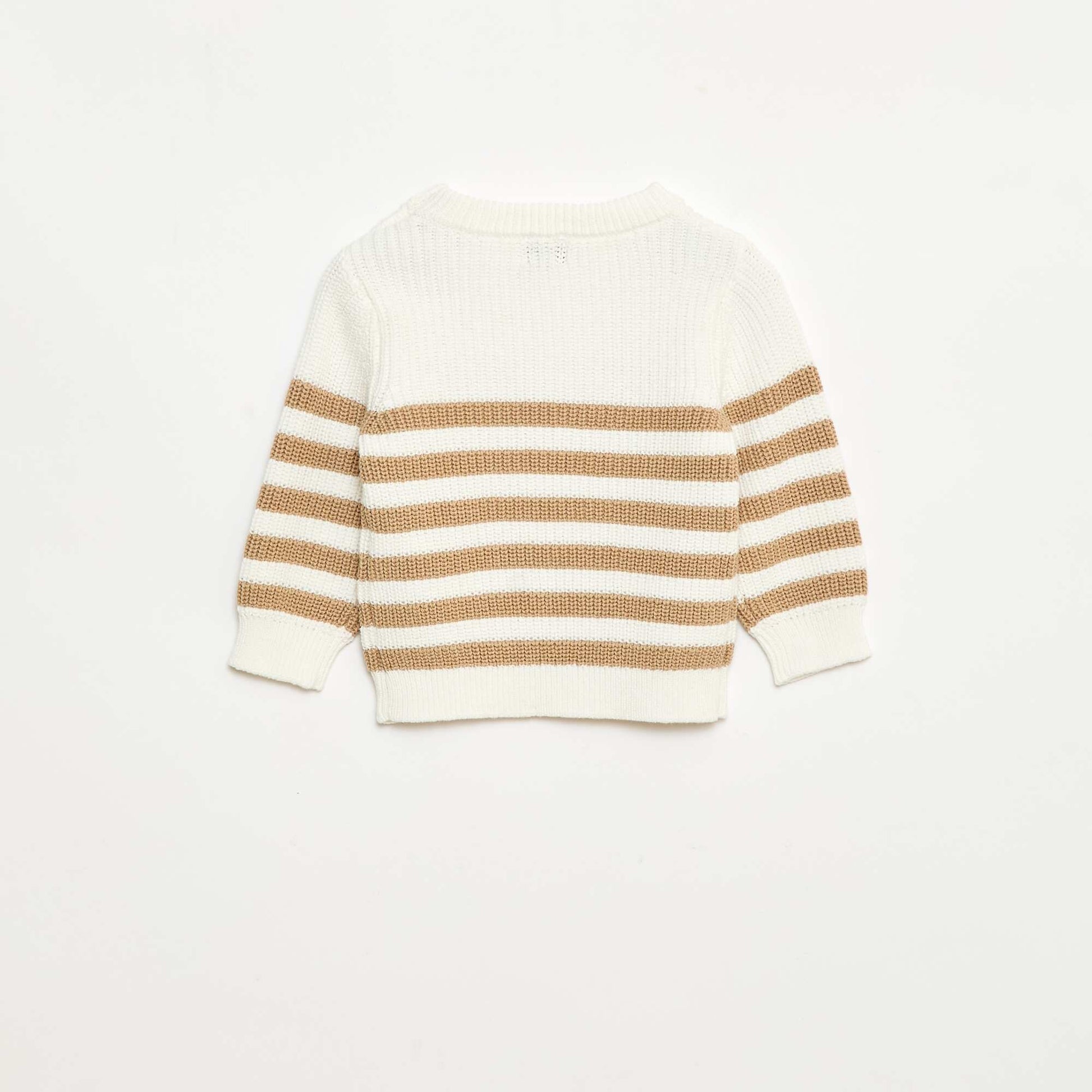 Pull à rayures en coton BEIGE