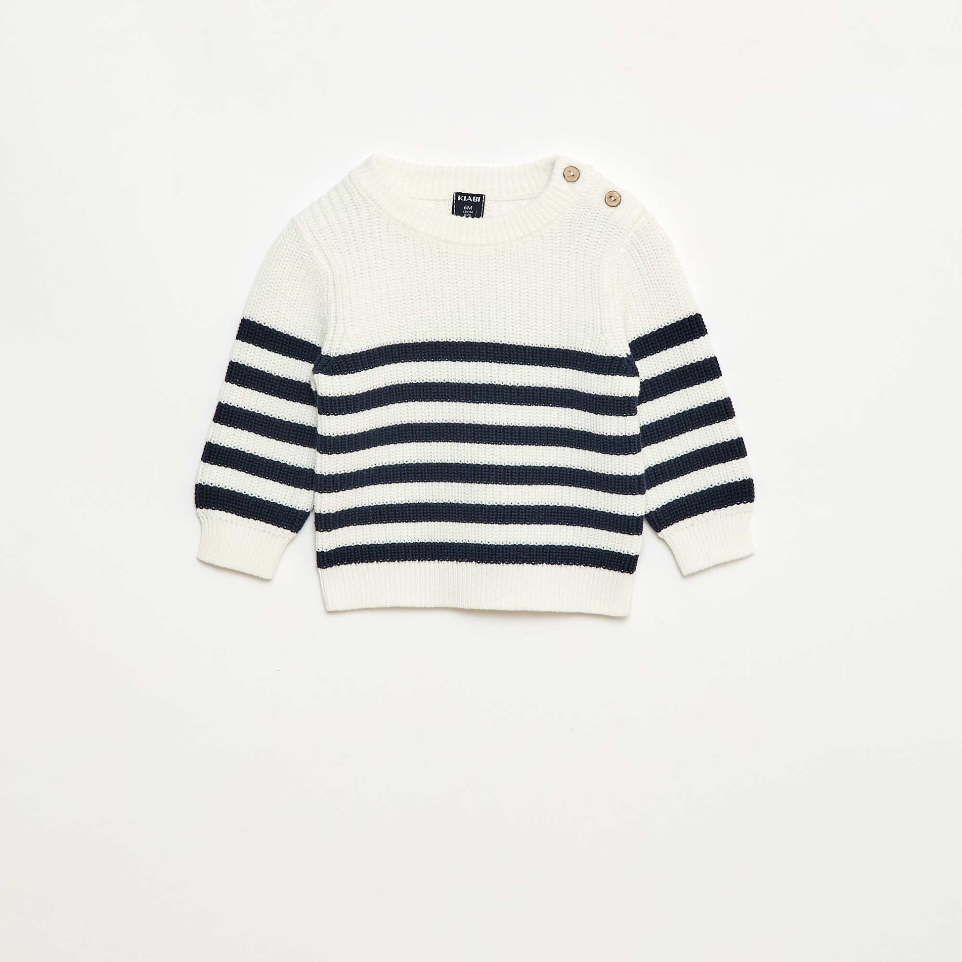 Pull à rayures en coton BLEU