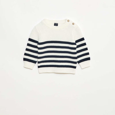 Pull à rayures en coton BLEU