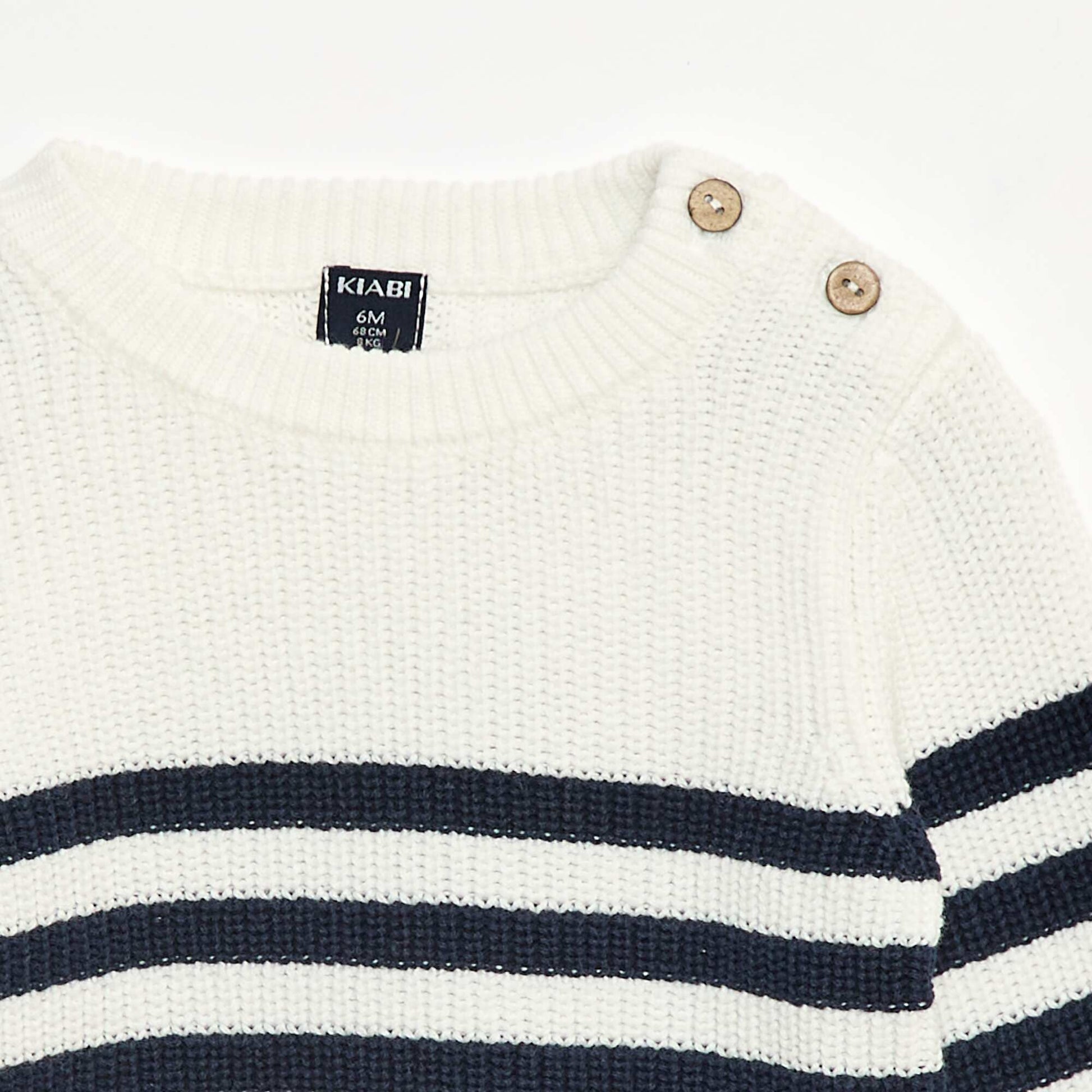 Pull à rayures en coton BLEU