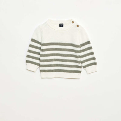 Pull à rayures en coton VERT