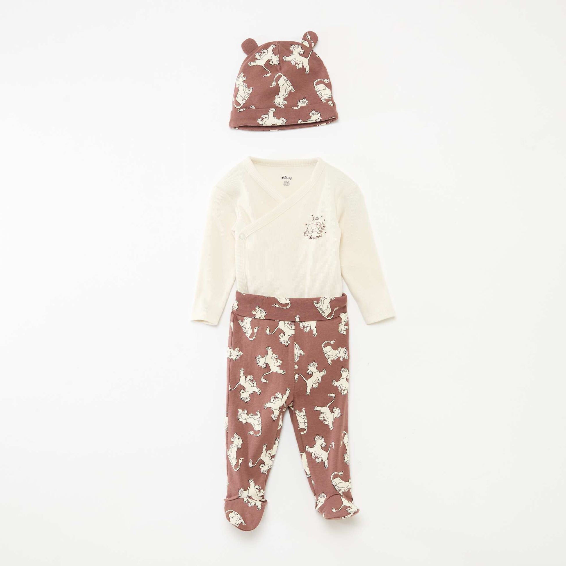 Ensemble 3 pièces body + legging + bonnet 'Disney' MARRON