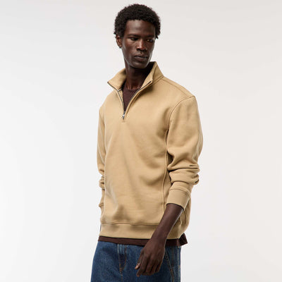 Sweat camionneur avec col montant zippé BEIGE