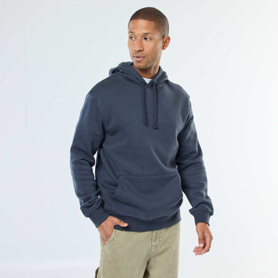 Sweat à capuche en molleton gratté avec poche kangourou BLEU