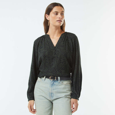 Blouse fluide imprimée NOIR
