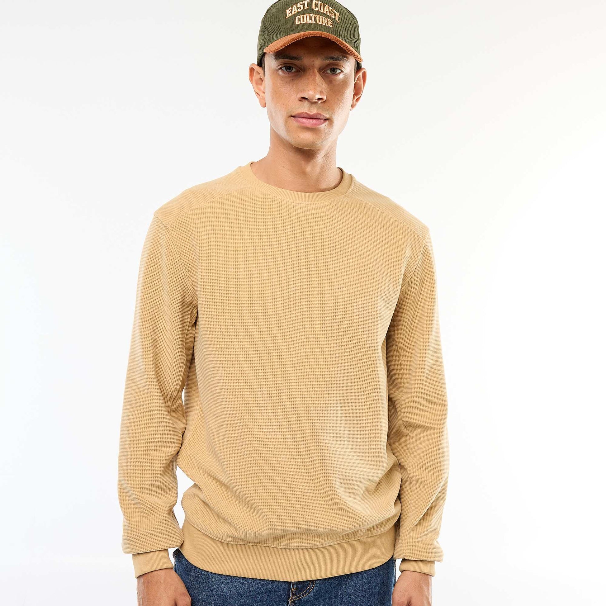 Pull en maille fantaisie coupe regular BEIGE