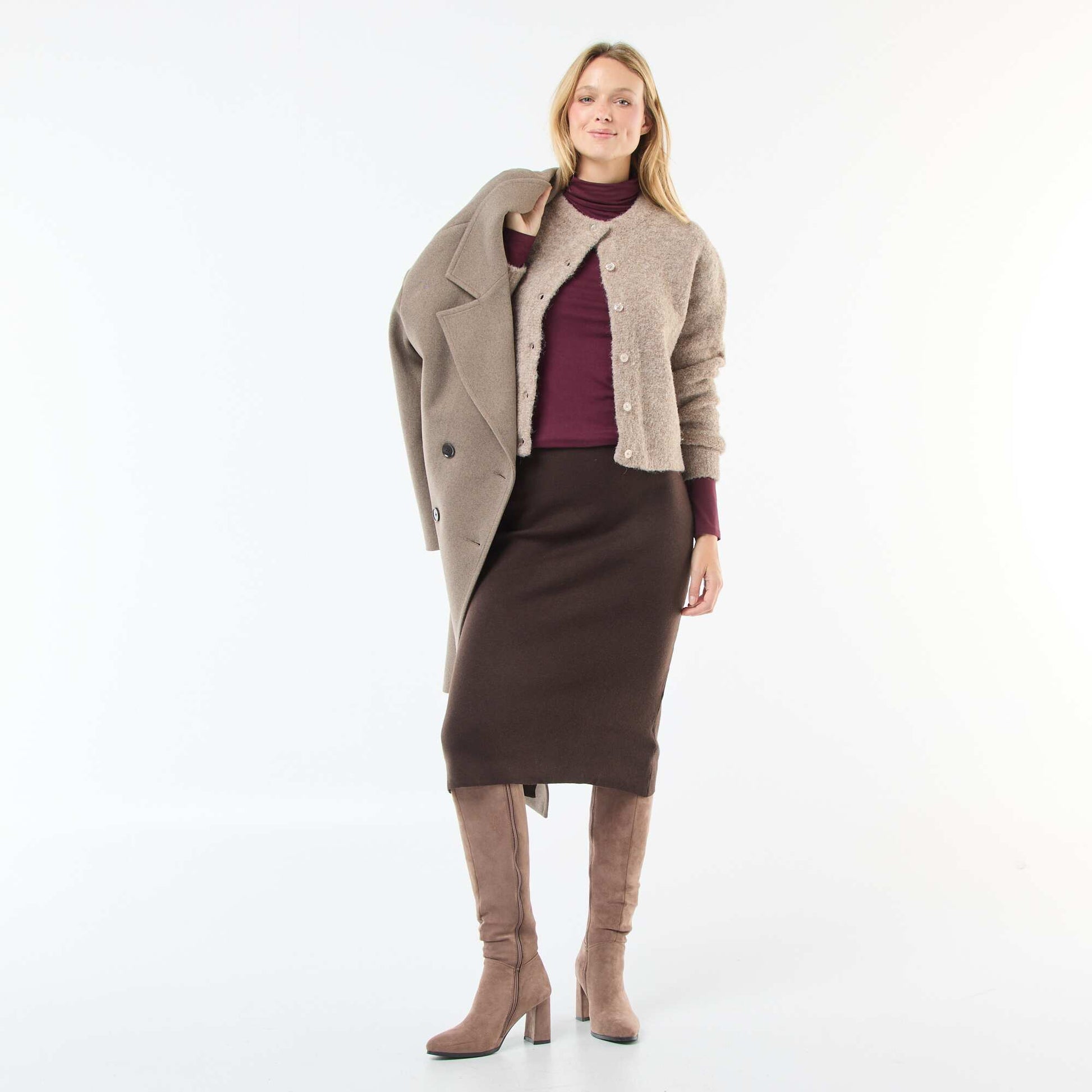 Sous-pull à col roulé et manches longues ROUGE