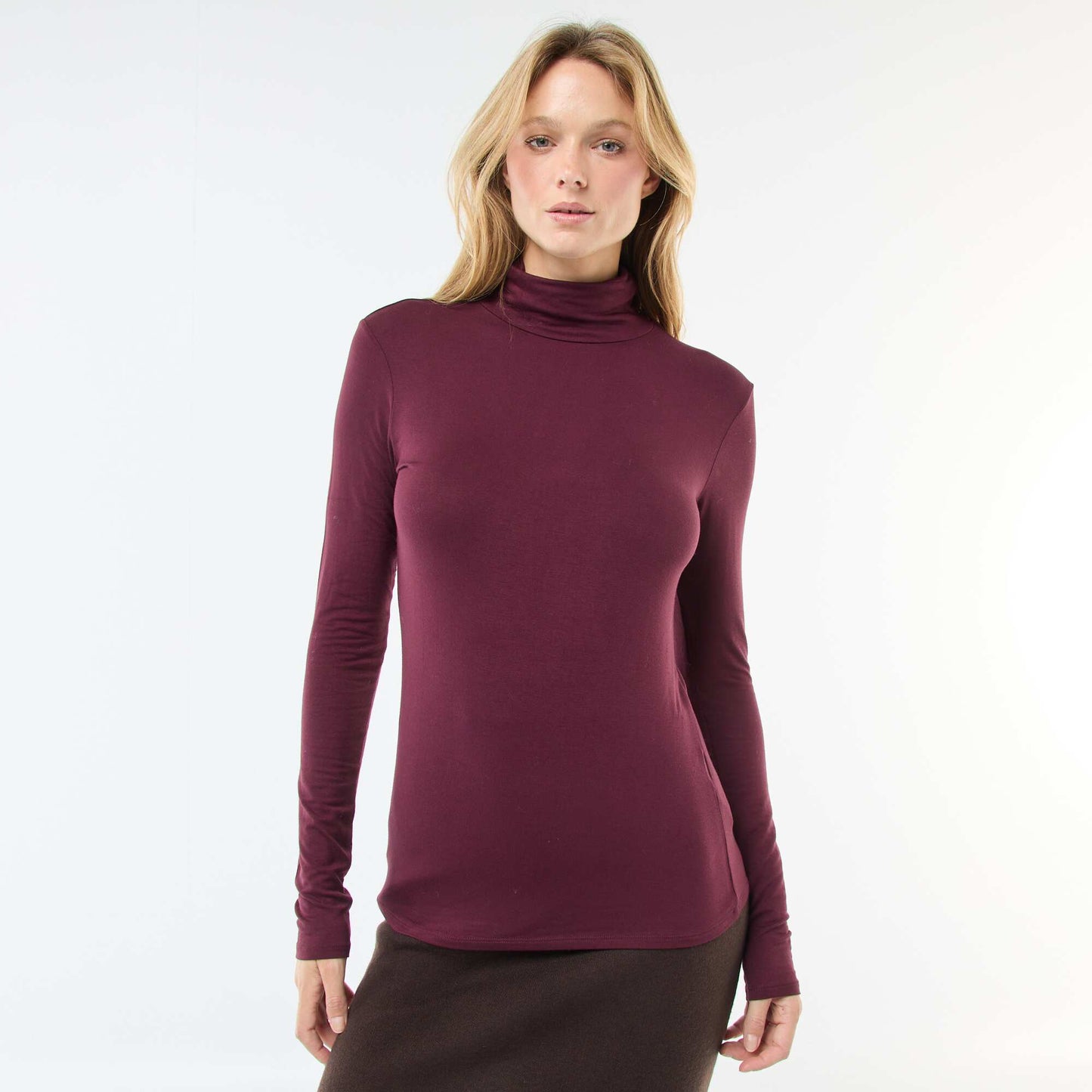Sous-pull à col roulé et manches longues ROUGE