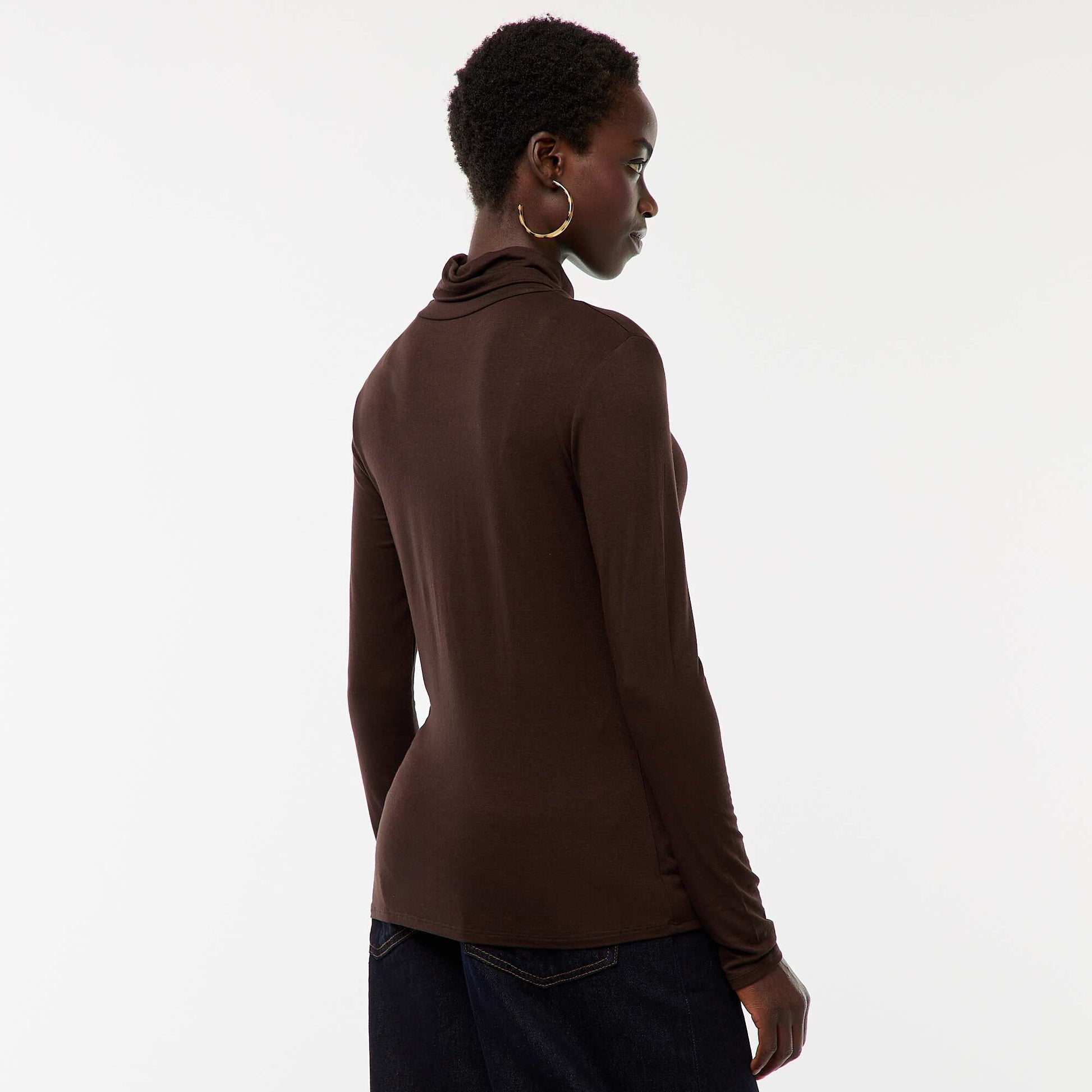 Sous-pull à col roulé et manches longues MARRON