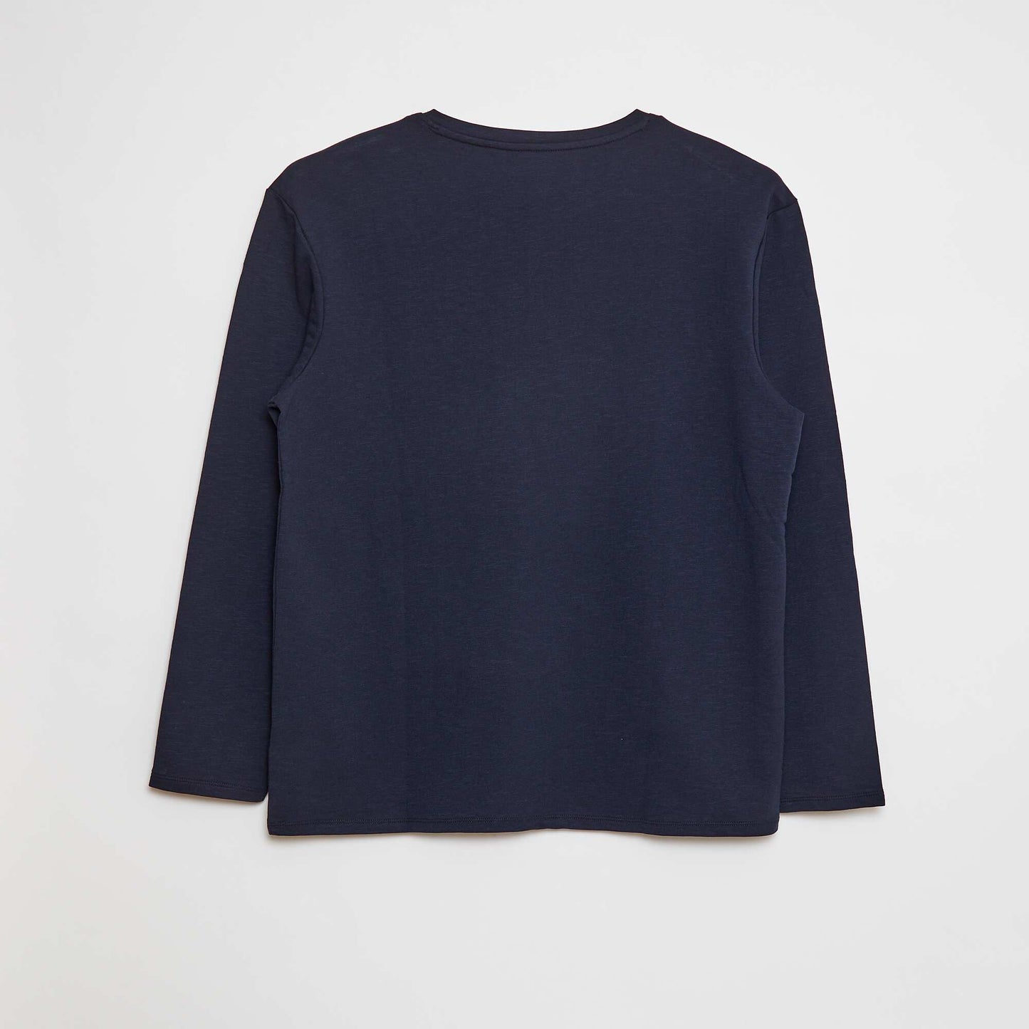 T-shirt manches longues avec col tunisien BLEU