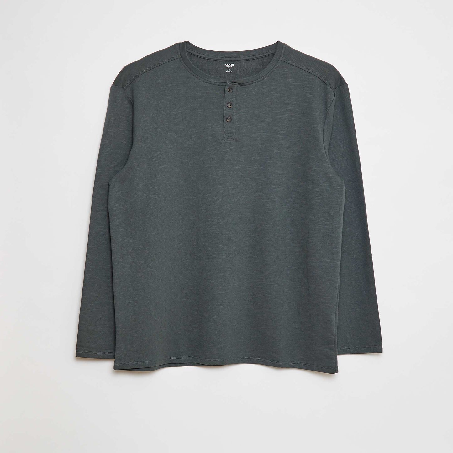 T-shirt manches longues avec col tunisien KAKI