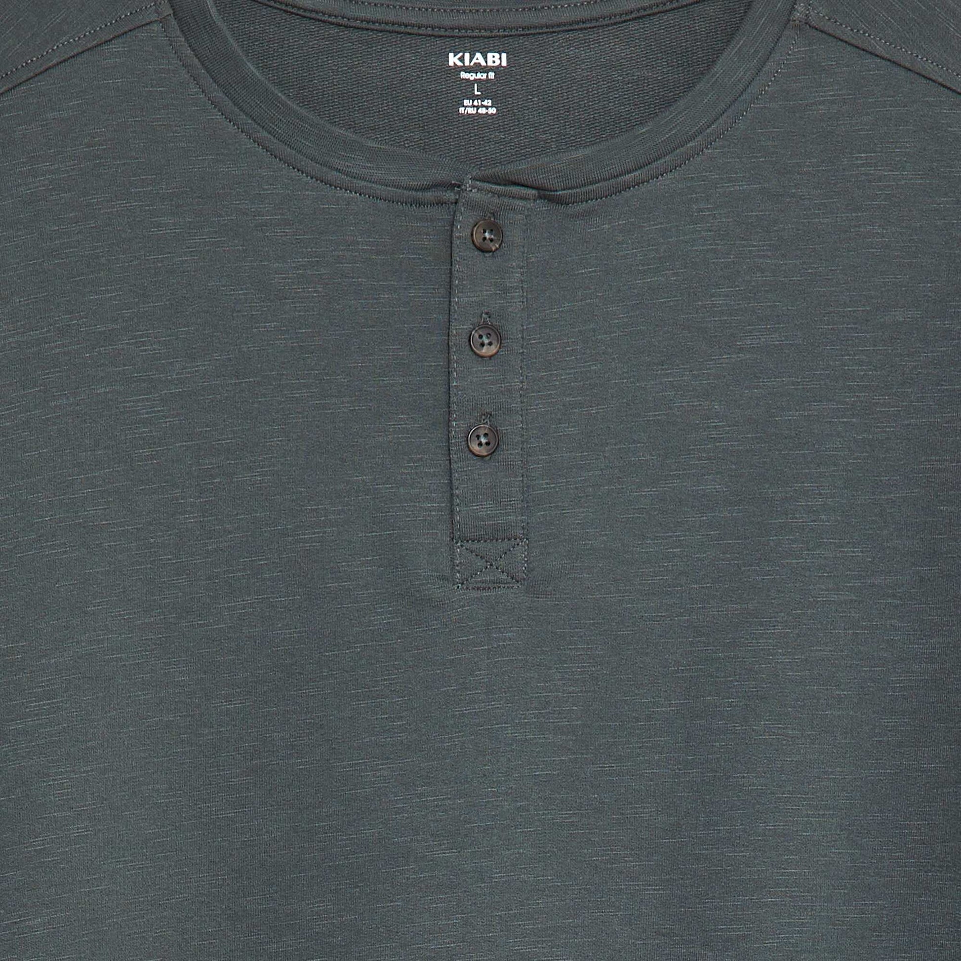T-shirt manches longues avec col tunisien KAKI