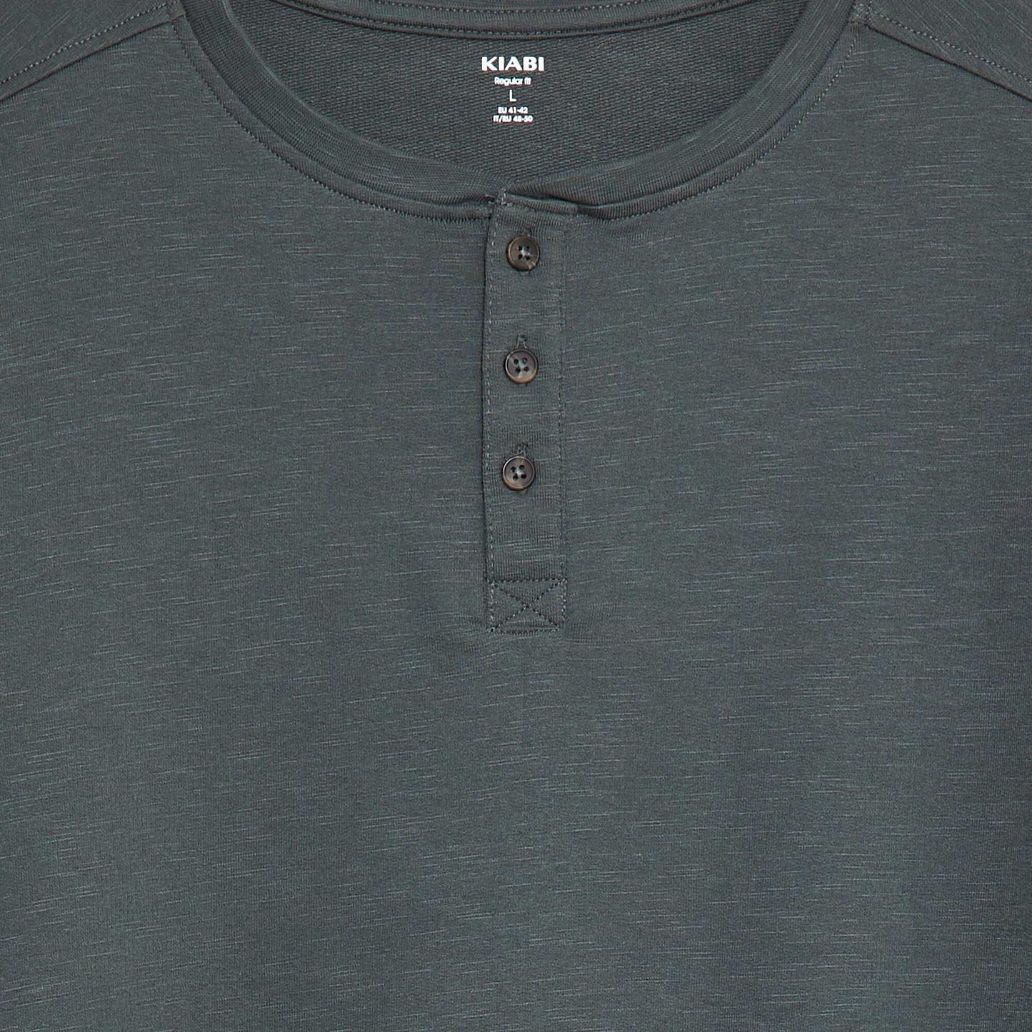 T-shirt manches longues avec col tunisien KAKI