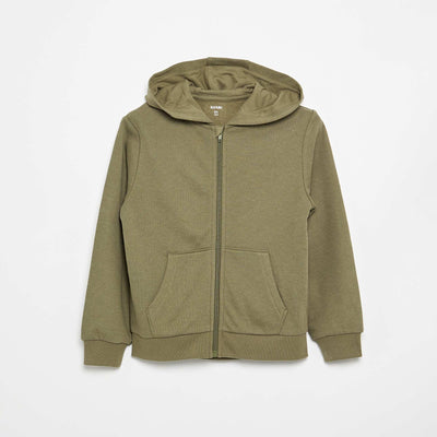 Sweat uni zippé à capuche VERT