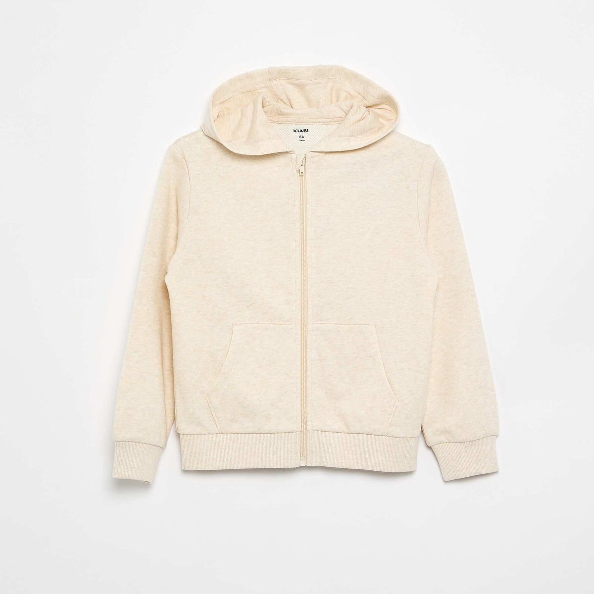 Sweat uni zippé à capuche BEIGE