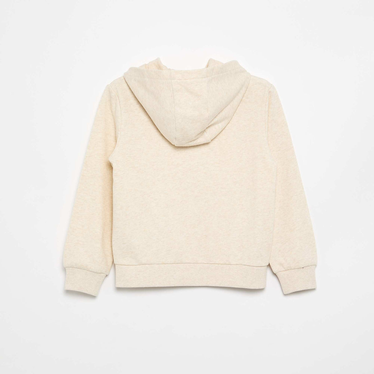 Sweat uni zippé à capuche BEIGE