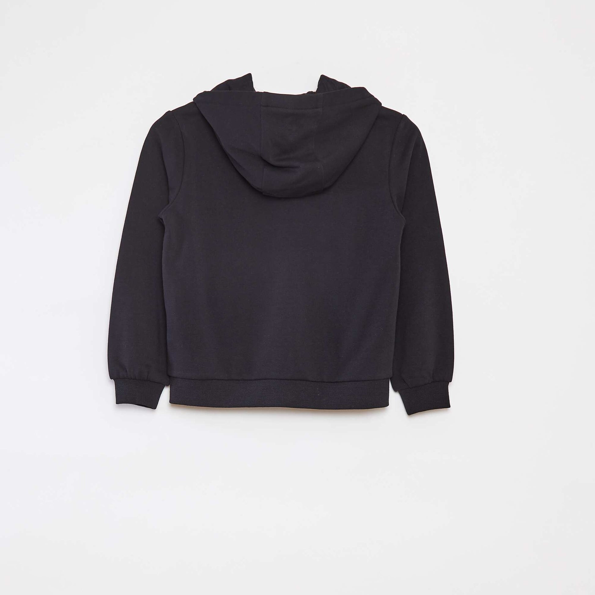 Sweat uni zippé à capuche NOIR