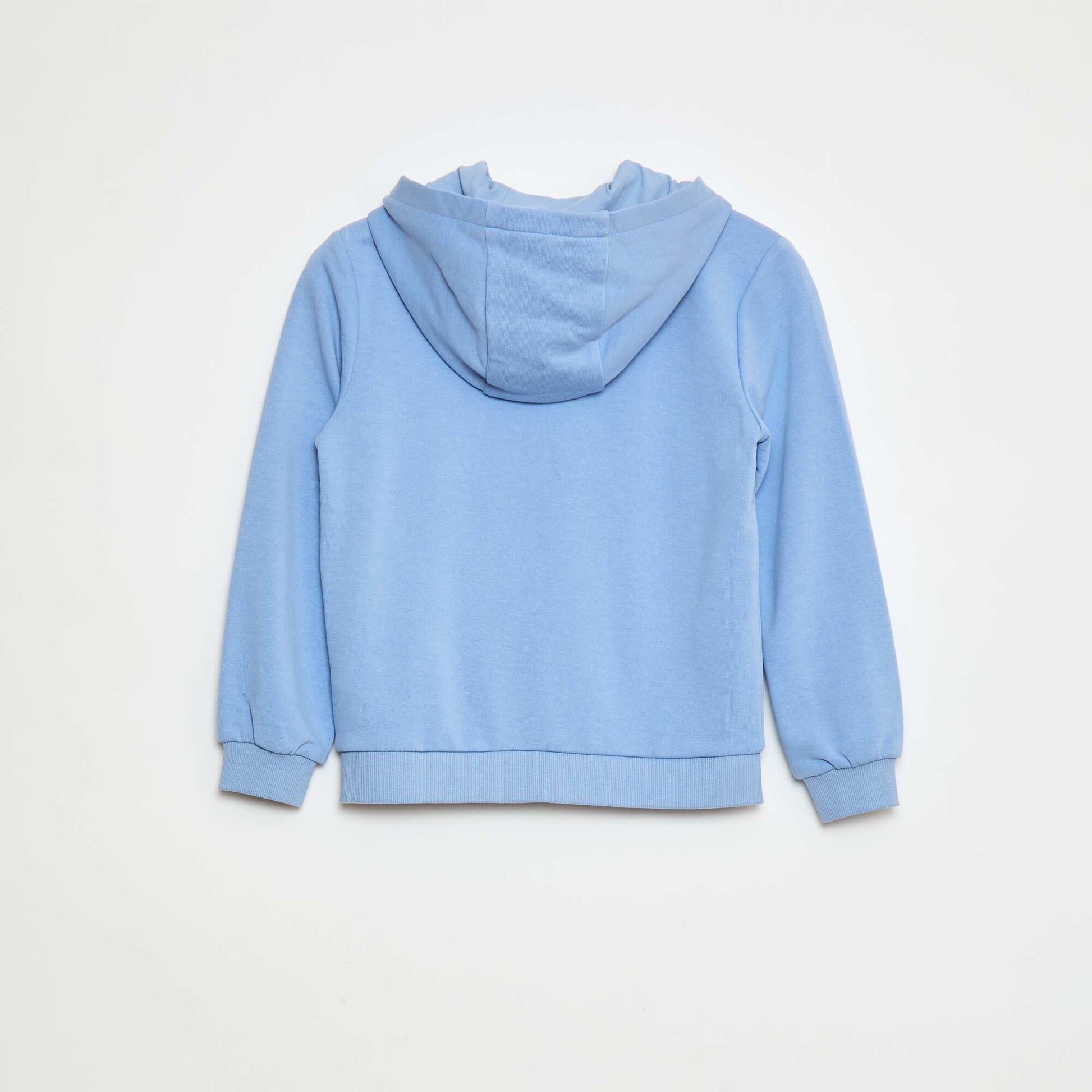 Sweat uni zippé à capuche BLEU
