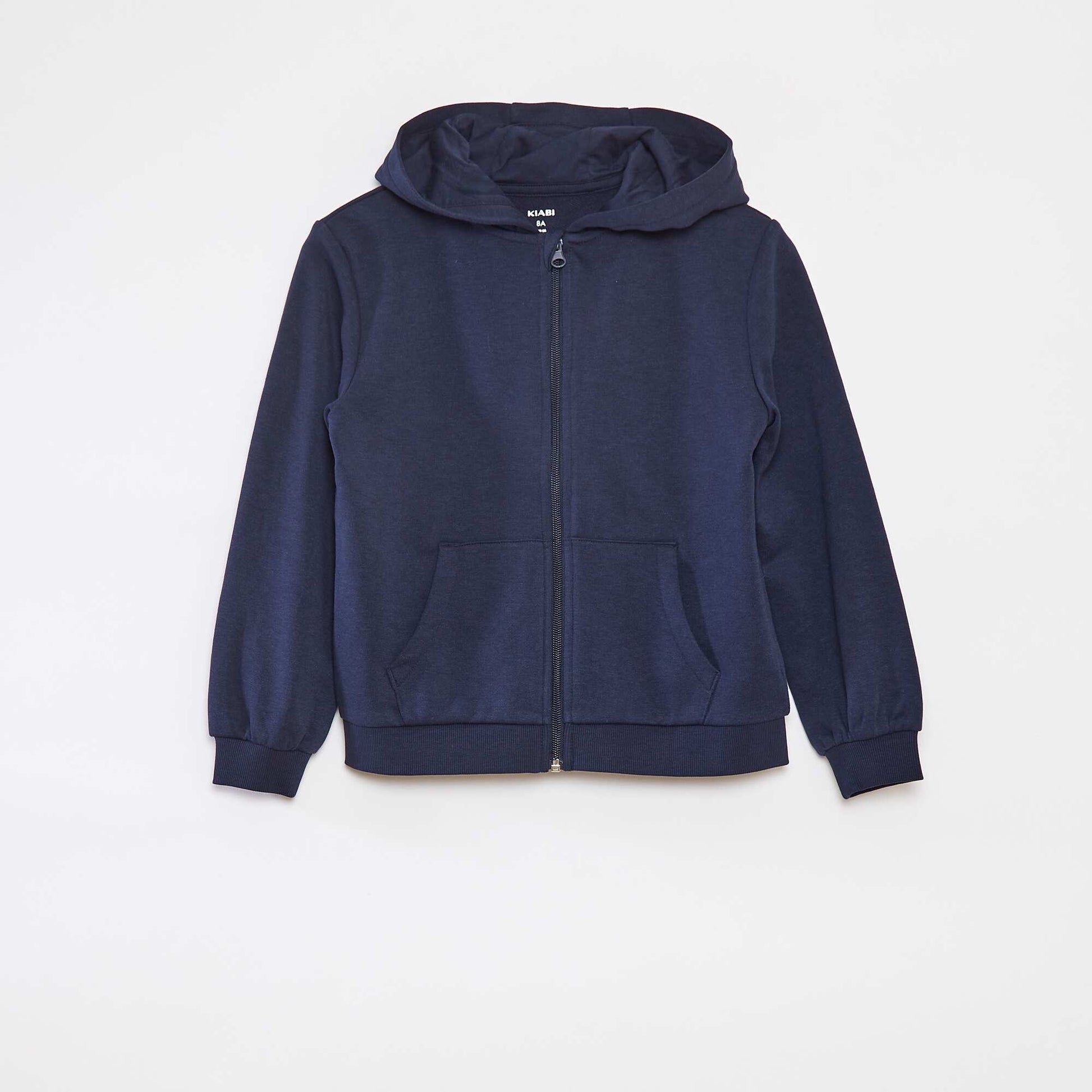 Sweat uni zippé à capuche BLEU MARINE