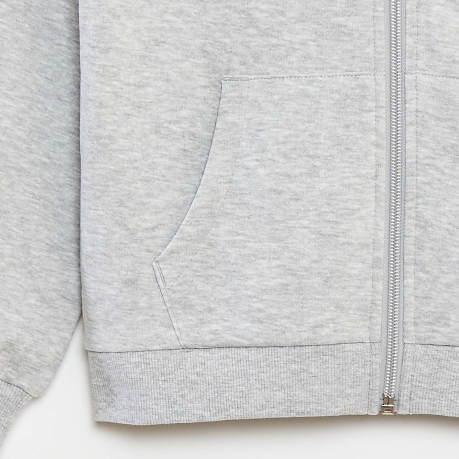 Sweat uni zippé à capuche GRIS