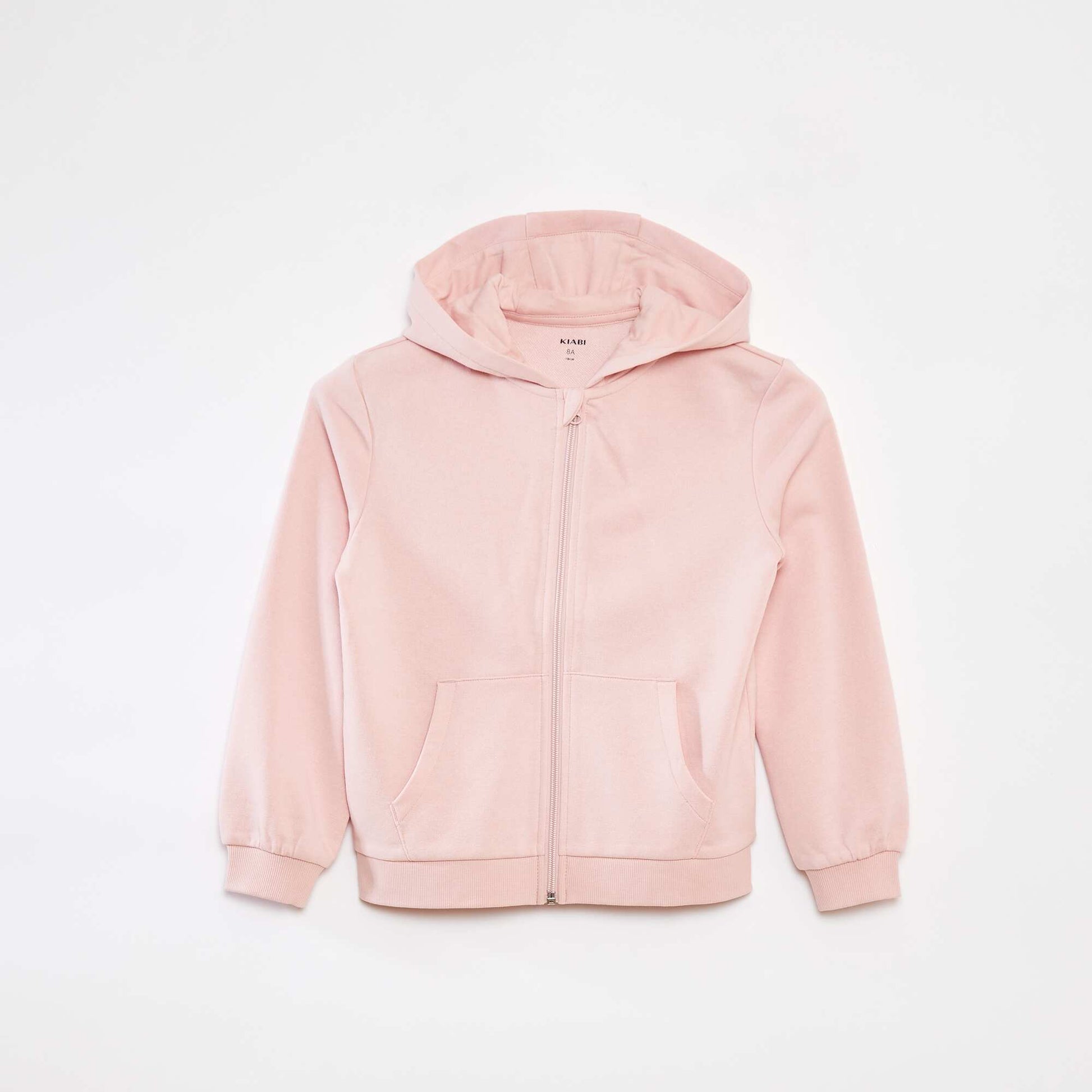 Sweat uni zippé à capuche ROSE