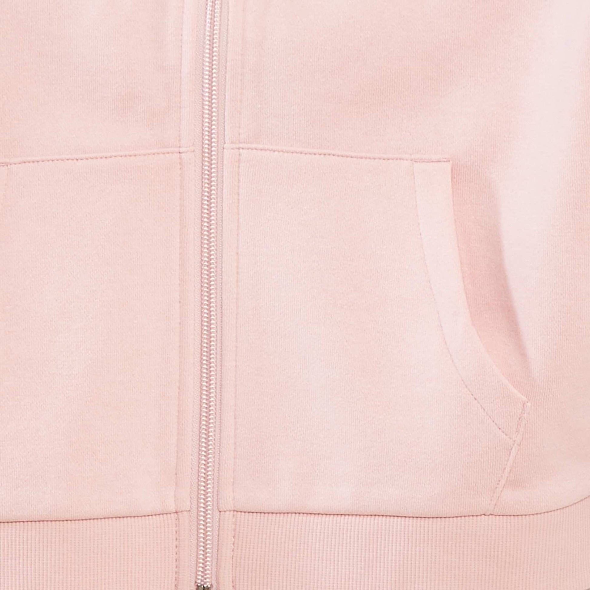 Sweat uni zippé à capuche ROSE