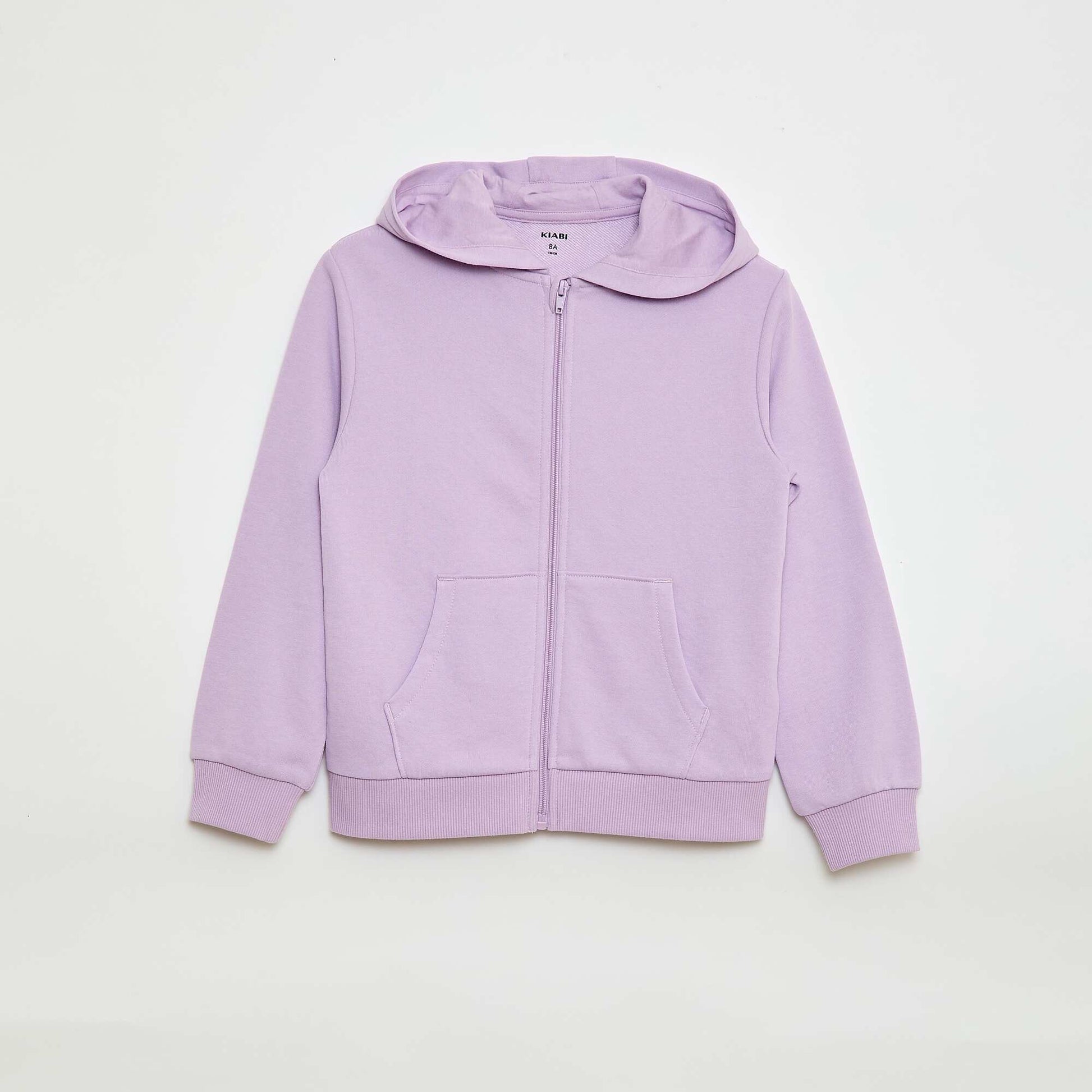 Sweat uni zippé à capuche VIOLET