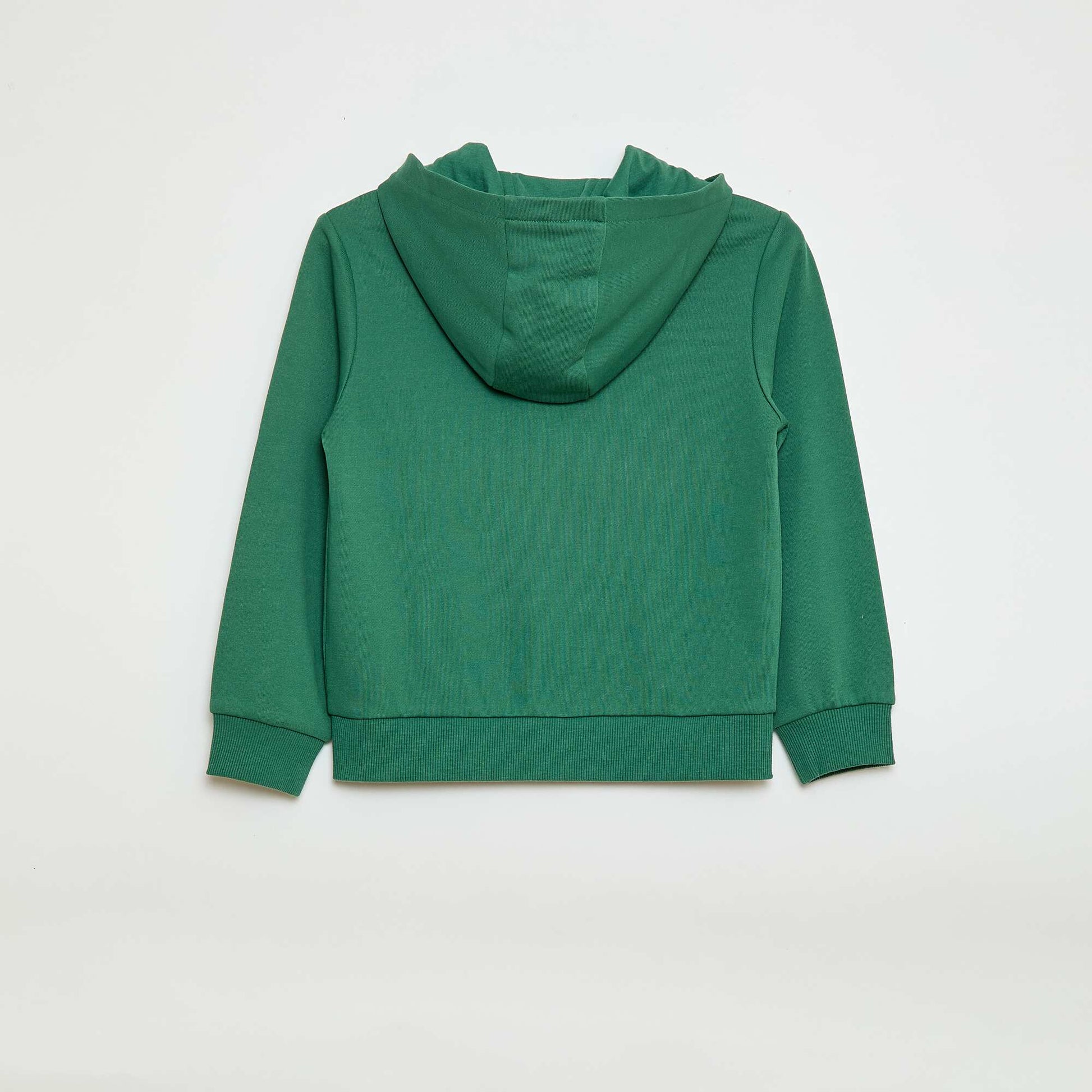 Sweat uni zippé à capuche VERT