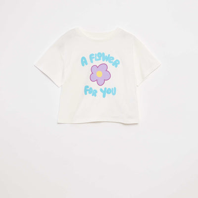 T-shirt imprimé en relief BLANC