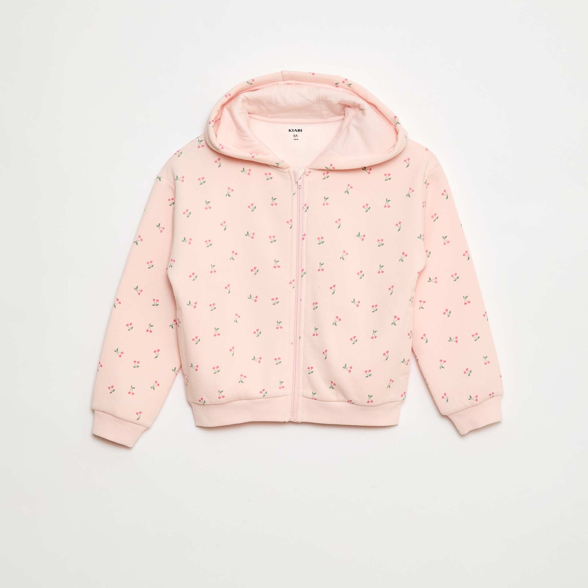 Sweat zippé à capuche avec imprimé ROSE