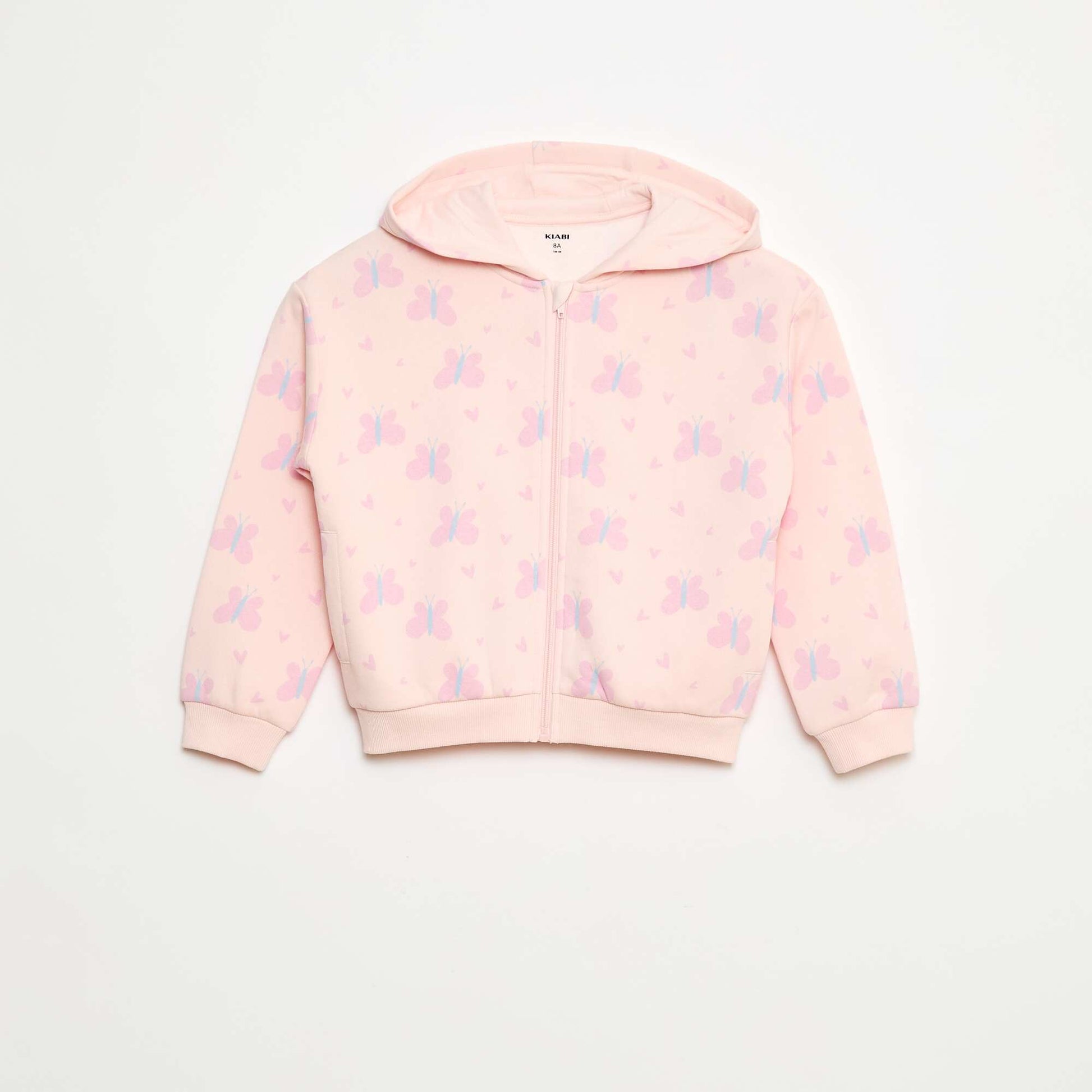 Sweat zippé à capuche avec imprimé ROSE