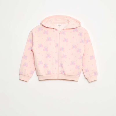 Sweat zippé à capuche avec imprimé ROSE