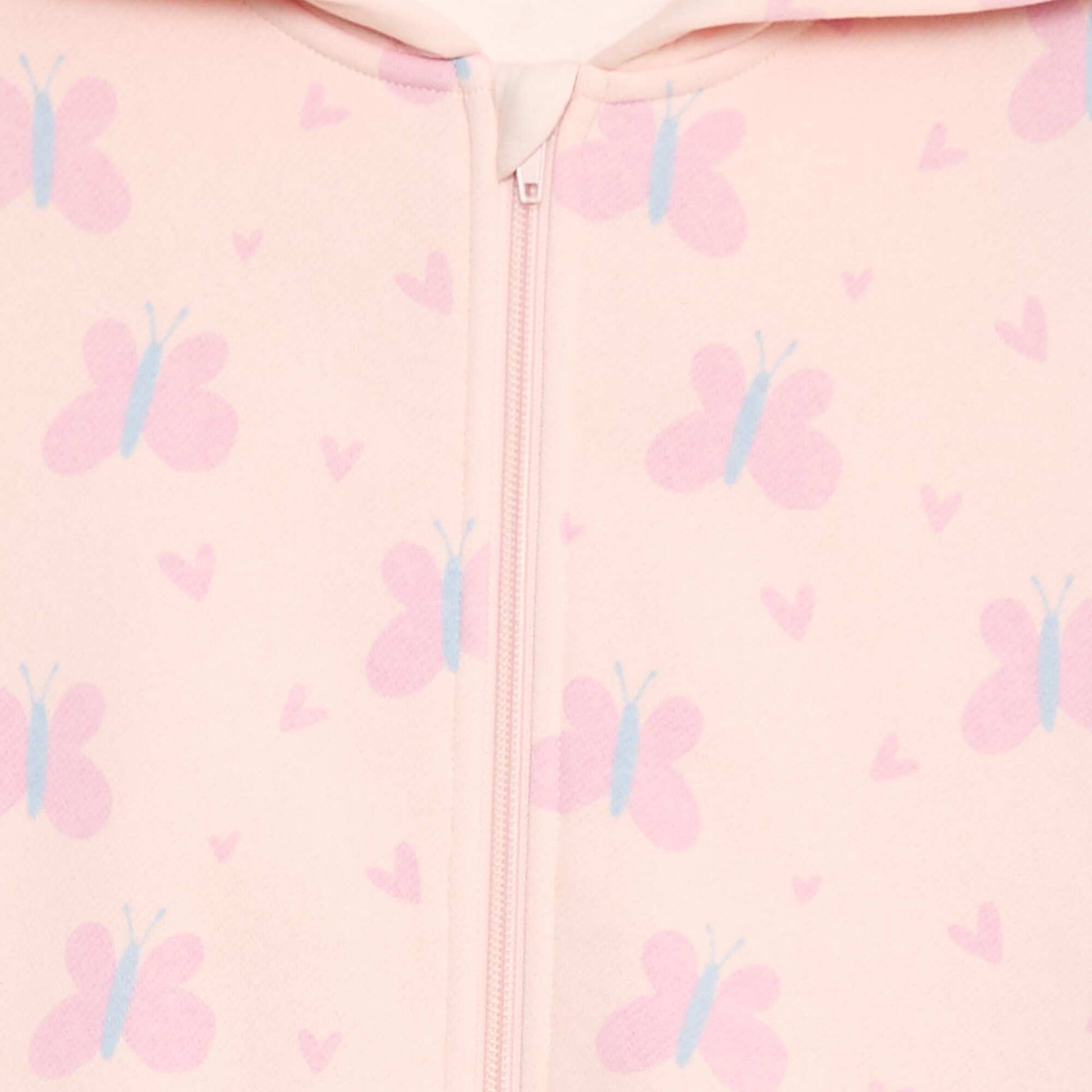 Sweat zippé à capuche avec imprimé ROSE