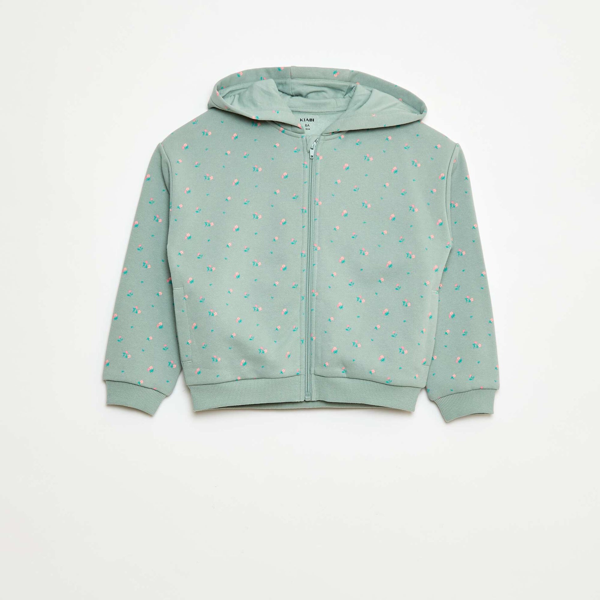 Sweat zippé à capuche avec imprimé BLEU